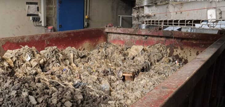 Example of wipes collected in a sewage station